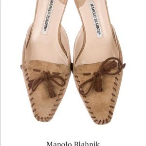 Manolo Blahnik suede square toe mules- size 37